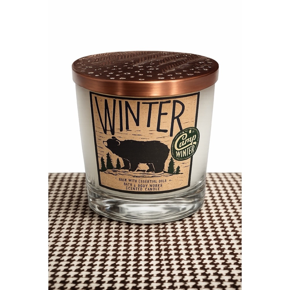Bath & Body Works 3‎ wick 14.5 oz Candle black bear label, Camp Winter, Unused